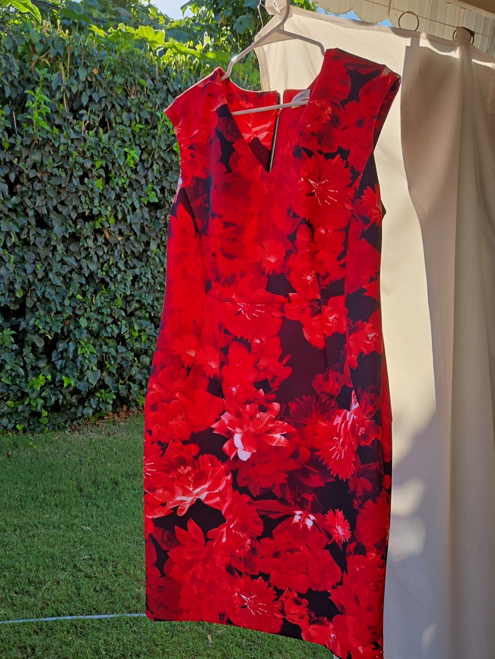 Calvin Klein Red Floral Sheath Dress